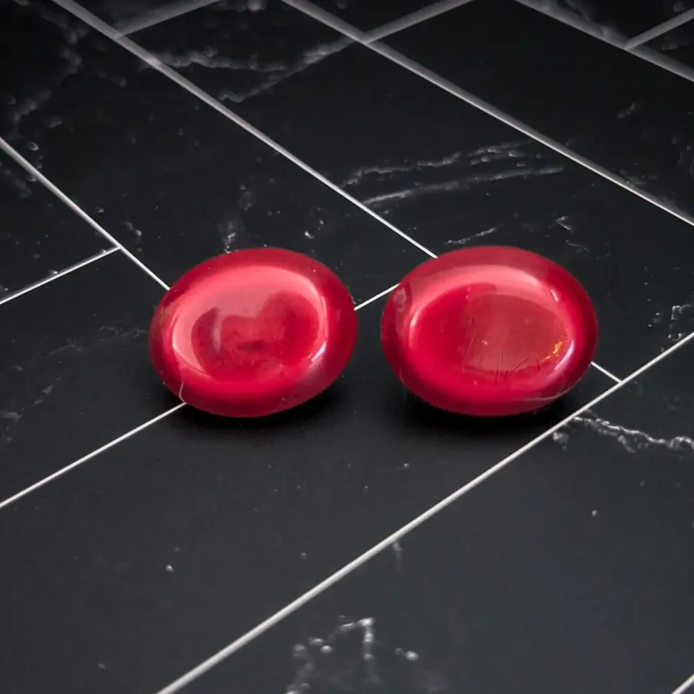 Vintage Stud Earrings Shades of Red Oval - Unusual Retro Statement
